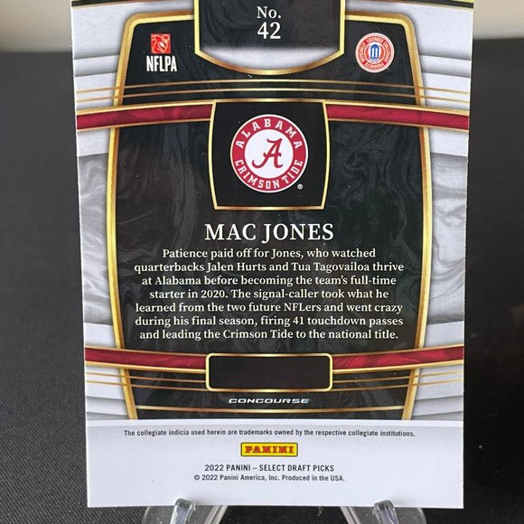 2022 Mac Jones Blue Panini Select Card #42 New England Patriots/Alabama - Picture 2 of 2